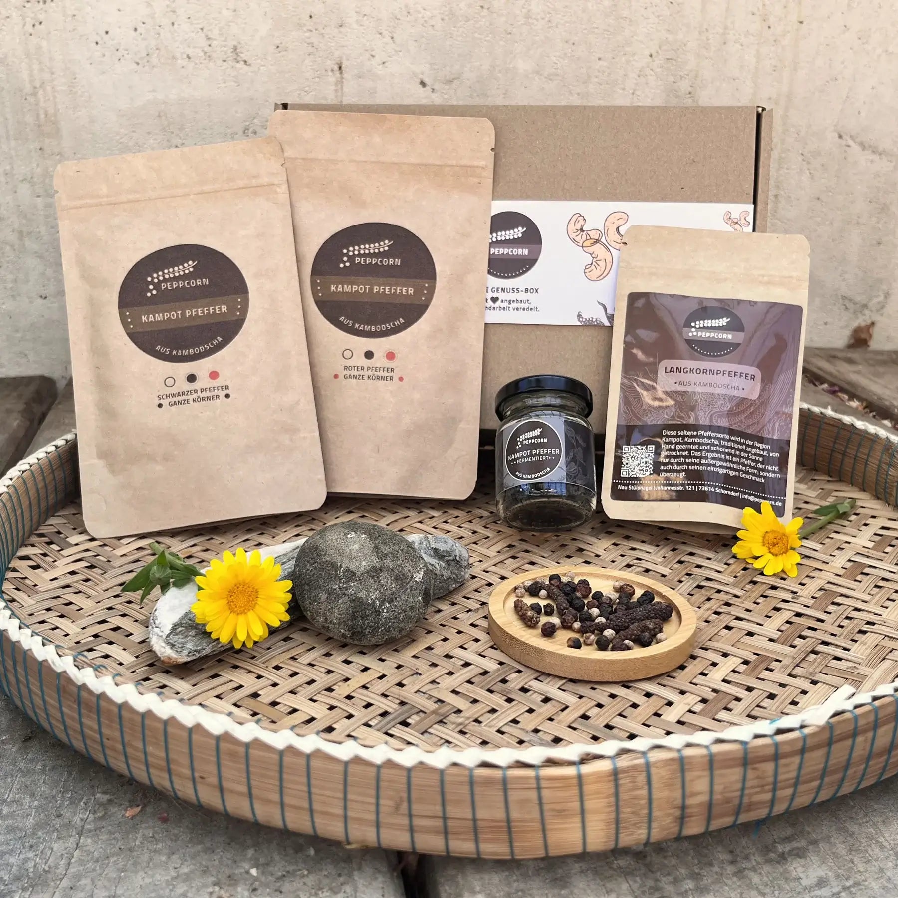 Grill-Gewürzbox Kampot Pfeffer – PeppCorn Geschenkset – Geschenkbox